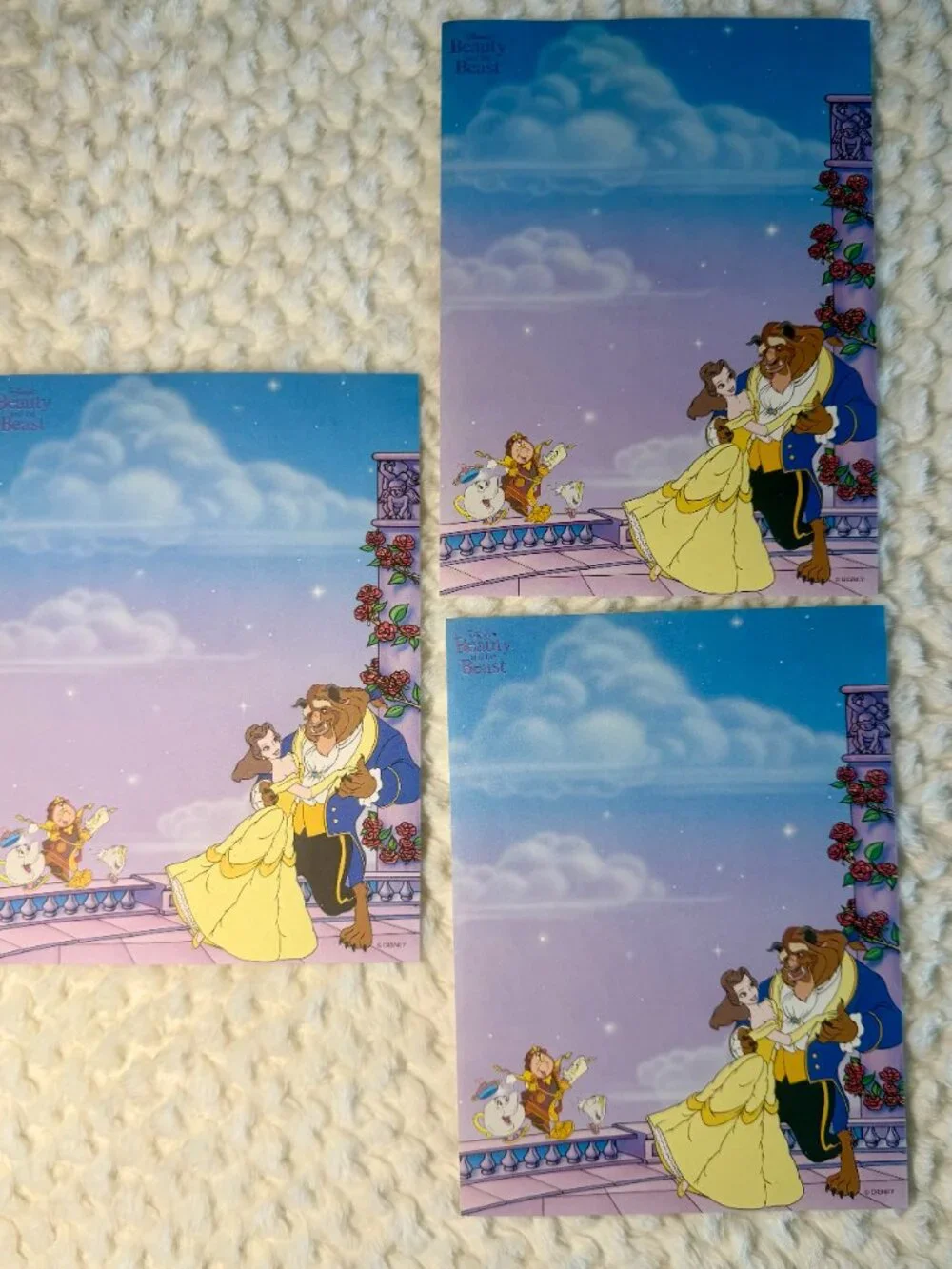 Vintage Disney Beauty & the Beast Stationary Paper (3 Sheets)